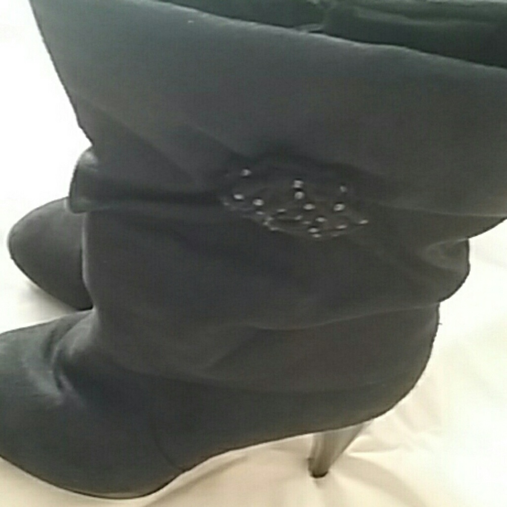 Dress suede mid calf boots